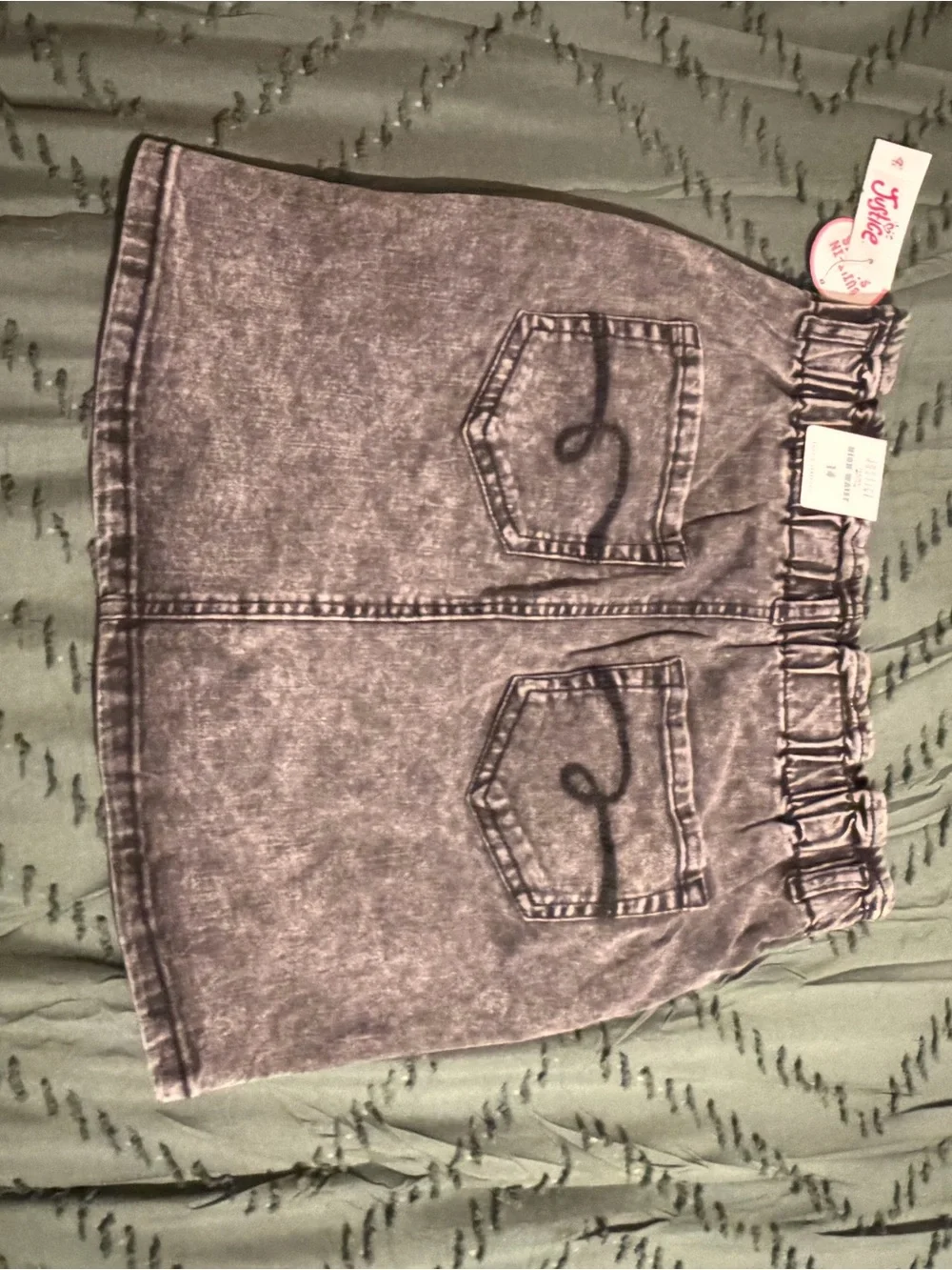 Teen Washed Black Denim Shorts with Paperbag Waist